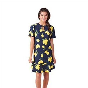 Mud Pie 🍋 Lana Flounce Dress 🍋 Navy Blue Yellow Lemons 🍋 Size SMALL 4-6